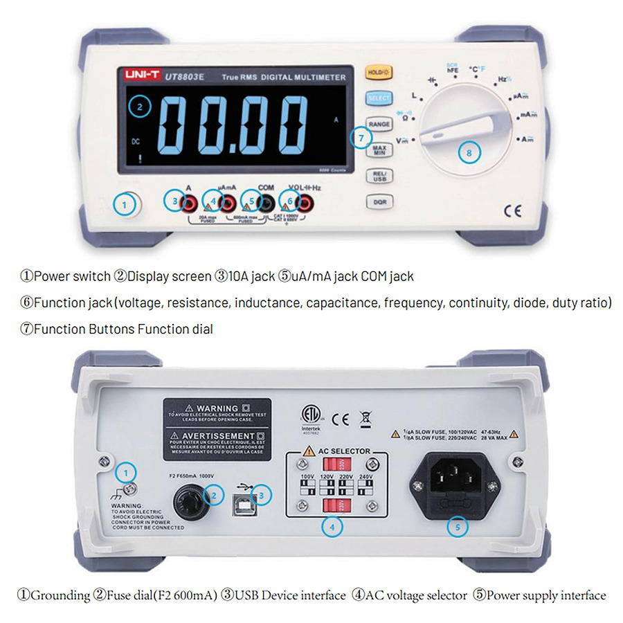 TestEquity: UNI-T UT8803E Digital Multimeter, 3.8 Digit, TRMS, 600